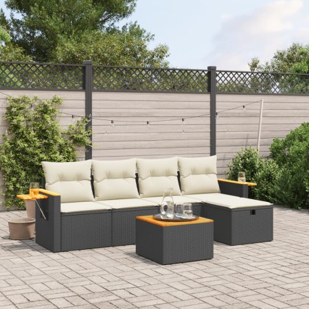 Set de sofás de jardín 6 piezas y cojines ratán sintético negro de , Conjuntos de jardín - Ref: Foro24-3265508, Precio: 350,2...