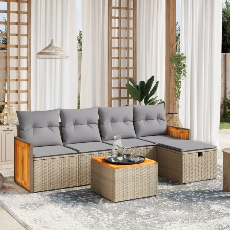 Juego de sofás jardín con cojines beige mezcla 6 pzas ratán PE de , Conjuntos de jardín - Ref: Foro24-3265728, Precio: 340,55...