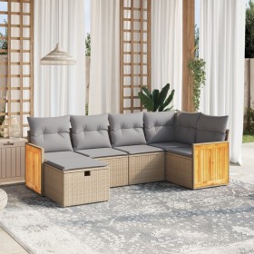 Juego de sofás jardín con cojines beige mezcla 6 pzas ratán PE de , Conjuntos de jardín - Ref: Foro24-3265735, Precio: 378,88...