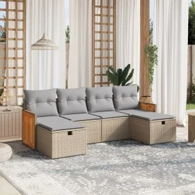 Juego de sofás jardín con cojines beige mezcla 6 pzas ratán PE de , Conjuntos de jardín - Ref: Foro24-3265777, Precio: 370,02...