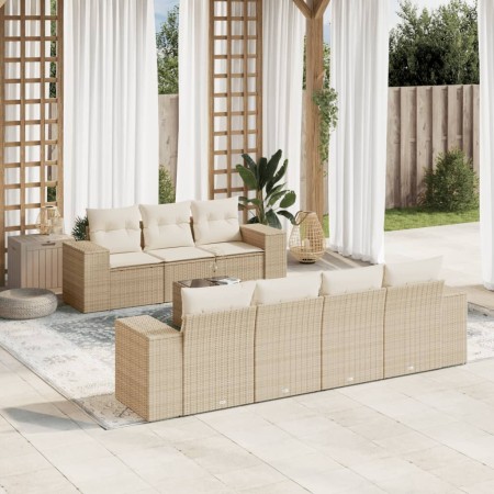 Juego de sofás de jardín con cojines beige 8 pzas ratán PE de , Sofás modulares de exterior - Ref: Foro24-3222327, Precio: 55...
