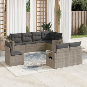 Set de sofás de jardín 8 pzas y cojines ratán sintético gris de , Conjuntos de jardín - Ref: Foro24-3220439, Precio: 534,94 €...