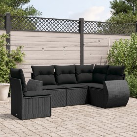 Set de muebles de jardín 5 pzas y cojines ratán sintético negro de , Conjuntos de jardín - Ref: Foro24-3221364, Precio: 351,1...