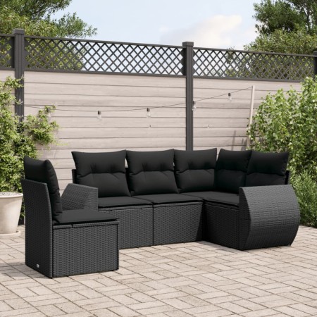 Set de muebles de jardín 5 pzas y cojines ratán sintético negro de , Conjuntos de jardín - Ref: Foro24-3221364, Precio: 351,1...