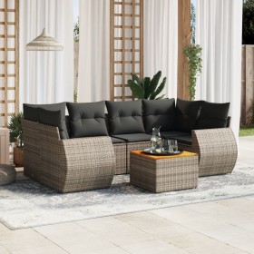 Set de sofás de jardín 7 piezas con cojines ratán PE gris de , Conjuntos de jardín - Ref: Foro24-3224905, Precio: 438,55 €, D...