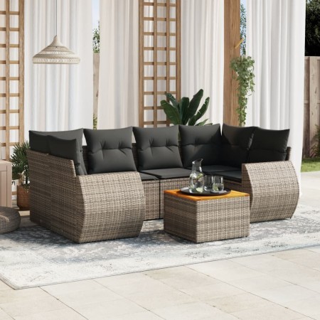 Set de sofás de jardín 7 piezas con cojines ratán PE gris de , Conjuntos de jardín - Ref: Foro24-3224905, Precio: 438,55 €, D...
