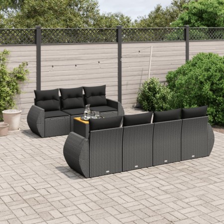 Set de sofás de jardín 8 piezas y cojines ratán sintético negro de , Conjuntos de jardín - Ref: Foro24-3224907, Precio: 524,4...