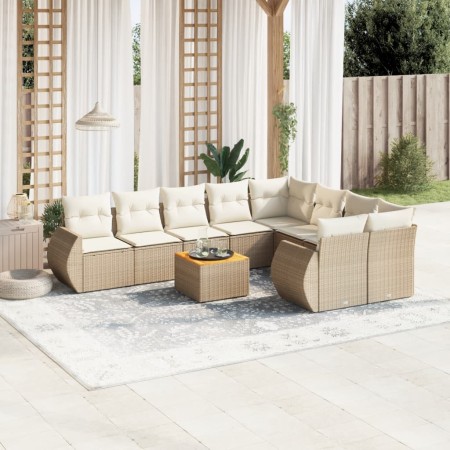 Juego de sofás jardín con cojines beige 10 pzas ratán sintético de , Conjuntos de jardín - Ref: Foro24-3225162, Precio: 673,5...