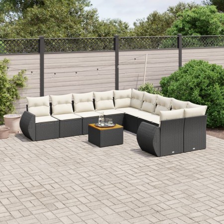 Set de sofás de jardín 11 pzas y cojines ratán sintético negro de , Conjuntos de jardín - Ref: Foro24-3225195, Precio: 607,61...