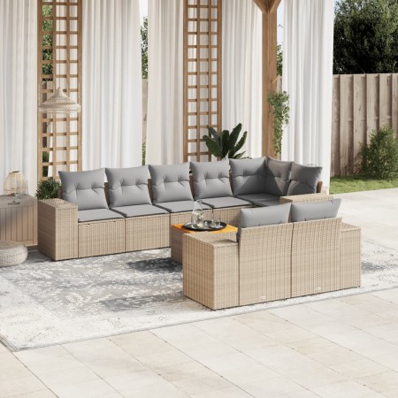 Set de sofás de jardín 9 pzas con cojines ratán sintético beige de , Conjuntos de jardín - Ref: Foro24-3225534, Precio: 606,9...
