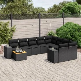Set de sofás de jardín 10 pzas cojines ratán sintético negro de , Conjuntos de jardín - Ref: Foro24-3225607, Precio: 660,81 €...