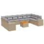 Set de sofás de jardín 11pzas con cojines ratán sintético beige de , Conjuntos de jardín - Ref: Foro24-3225618, Precio: 687,6...