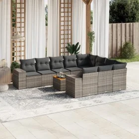 Set de sofás de jardín 11 pzas y cojines ratán sintético gris de , Conjuntos de jardín - Ref: Foro24-3225626, Precio: 652,83 ...