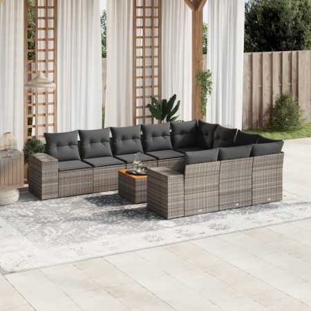 Set de sofás de jardín 11 pzas y cojines ratán sintético gris de , Conjuntos de jardín - Ref: Foro24-3225626, Precio: 652,52 ...
