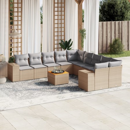 Set de sofás de jardín 11pzas con cojines ratán sintético beige de , Conjuntos de jardín - Ref: Foro24-3225639, Precio: 687,6...