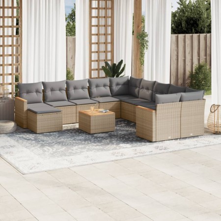 Juego de sofás jardín con cojines beige mezcla 12 pzas ratán PE de , Conjuntos de jardín - Ref: Foro24-3226577, Precio: 701,5...
