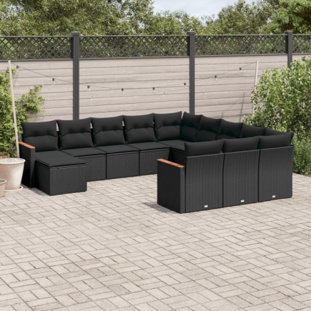 Set de sofás de jardín 12 piezas cojines ratán sintético negro de , Conjuntos de jardín - Ref: Foro24-3226580, Precio: 725,71...