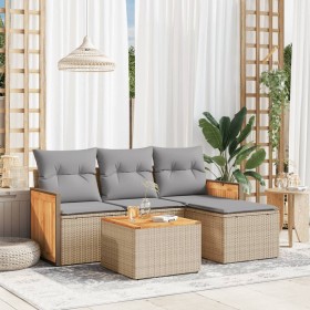 Juego de sofás jardín con cojines 5 pzas ratán sintético beige de , Conjuntos de jardín - Ref: Foro24-3227592, Precio: 276,17...