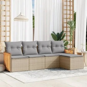 Juego de sofás jardín con cojines 5 pzas ratán sintético beige de , Conjuntos de jardín - Ref: Foro24-3227599, Precio: 311,03...