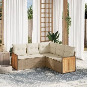 Juego de sofás jardín con cojines 5 pzas ratán sintético beige de , Conjuntos de jardín - Ref: Foro24-3227640, Precio: 374,40...