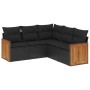 Set de muebles de jardín 5 pzas y cojines ratán sintético negro de , Conjuntos de jardín - Ref: Foro24-3227637, Precio: 330,1...