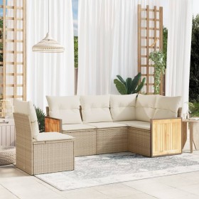 Juego de sofás jardín con cojines 5 pzas ratán sintético beige de , Conjuntos de jardín - Ref: Foro24-3227654, Precio: 332,40...