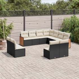 Set de sofás de jardín 11 pzas y cojines ratán sintético negro de , Conjuntos de jardín - Ref: Foro24-3227764, Precio: 589,90...