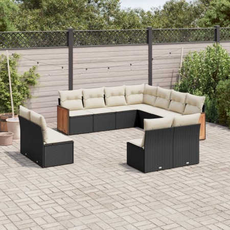 Set de sofás de jardín 11 pzas y cojines ratán sintético negro de , Conjuntos de jardín - Ref: Foro24-3227764, Precio: 589,90...