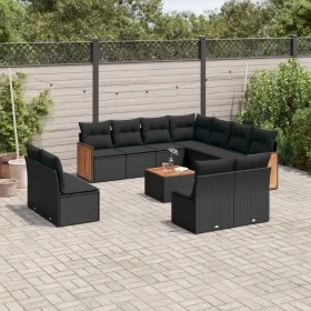 Set de sofás de jardín 12 piezas cojines ratán sintético negro de , Conjuntos de jardín - Ref: Foro24-3227770, Precio: 716,99...
