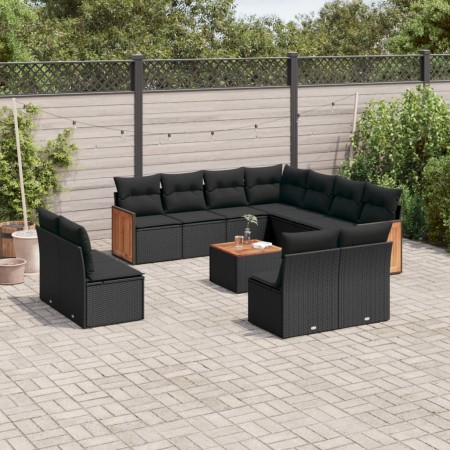 Set de sofás de jardín 12 piezas cojines ratán sintético negro de , Conjuntos de jardín - Ref: Foro24-3227770, Precio: 715,98...