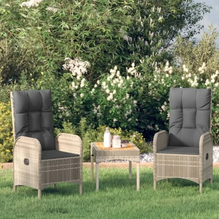 Sillas de jardín 2 unidades ratán sintético gris de vidaXL, Sillas de jardín - Ref: Foro24-46219, Precio: 282,91 €, Descuento: %