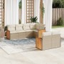Set sofás de jardín 7 piezas y cojines ratán sintético beige de , Conjuntos de jardín - Ref: Foro24-3227822, Precio: 467,42 €...