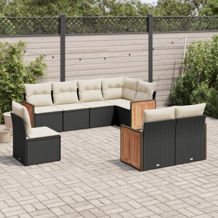 Set de sofás de jardín 8 piezas y cojines ratán sintético negro de , Conjuntos de jardín - Ref: Foro24-3227841, Precio: 482,1...