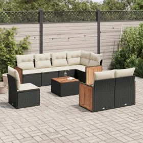 Set de sofás de jardín 8 piezas y cojines ratán sintético negro by , Garden sets - Ref: Foro24-3227848, Price: 556,30 €, Disc...