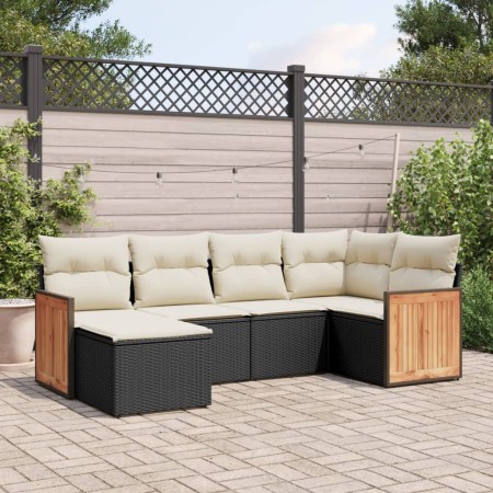 Set de sofás de jardín 6 piezas y cojines ratán sintético negro de , Conjuntos de jardín - Ref: Foro24-3227855, Precio: 348,2...