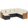 Set de comedor de jardín 7 pzas y cojines ratán sintético negro de , Conjuntos de jardín - Ref: Foro24-3227883, Precio: 380,2...