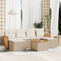 Set sofás de jardín 7 piezas y cojines ratán sintético beige de , Conjuntos de jardín - Ref: Foro24-3227906, Precio: 375,27 €...