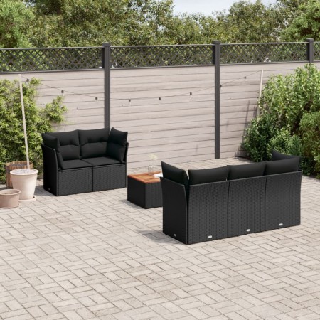 Set de sofás de jardín 6 piezas y cojines ratán sintético negro de , Conjuntos de jardín - Ref: Foro24-3255810, Precio: 424,7...