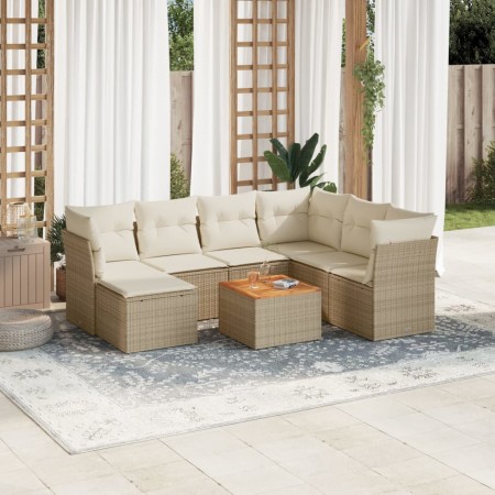 Juego de sofás de jardín con cojines beige 8 pzas ratán PE de , Conjuntos de jardín - Ref: Foro24-3256093, Precio: 533,65 €, ...