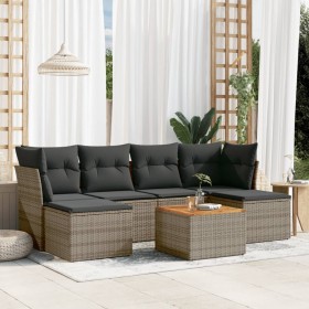 Set de sofás de jardín 7 piezas con cojines ratán PE gris de , Conjuntos de jardín - Ref: Foro24-3256102, Precio: 412,84 €, D...