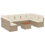 Juego de sofás jardín con cojines beige 10 pzas ratán sintético de , Conjuntos de jardín - Ref: Foro24-3256121, Precio: 629,6...