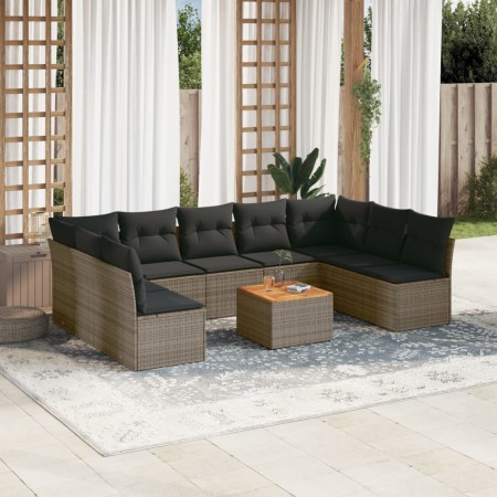Set de sofás de jardín 10 pzas con cojines ratán sintético gris de , Conjuntos de jardín - Ref: Foro24-3256123, Precio: 548,7...