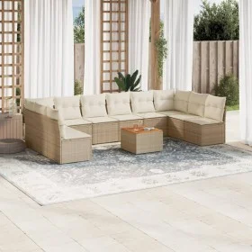 Set de sofás de jardín 11pzas con cojines ratán sintético beige de , Conjuntos de jardín - Ref: Foro24-3256128, Precio: 673,3...