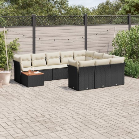 Set de sofás de jardín 11 pzas y cojines ratán sintético negro de , Conjuntos de jardín - Ref: Foro24-3256175, Precio: 630,97...
