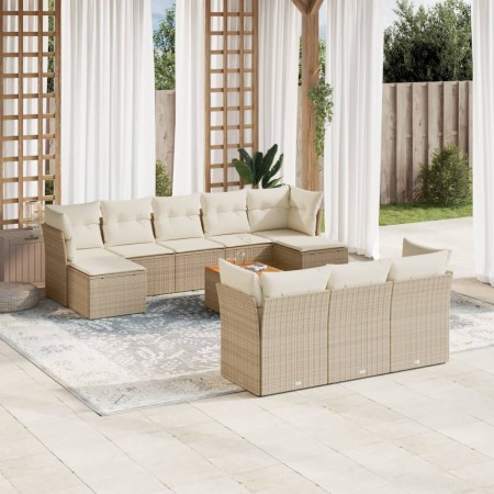 Set de sofás de jardín 11pzas con cojines ratán sintético beige de , Conjuntos de jardín - Ref: Foro24-3256212, Precio: 733,5...