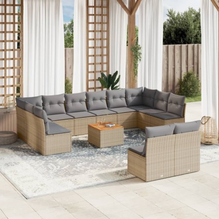 Juego de sofás jardín con cojines beige mezcla 13 pzas ratán PE de , Conjuntos de jardín - Ref: Foro24-3256227, Precio: 797,4...