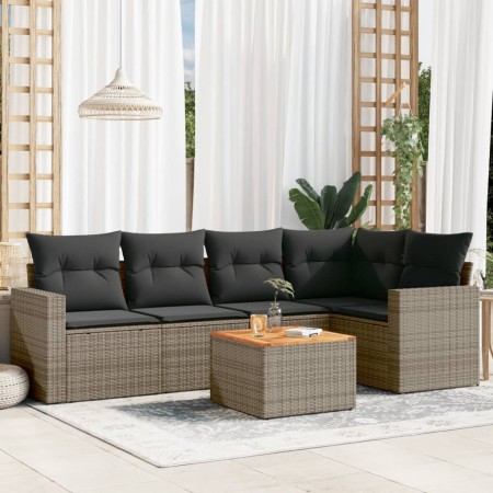 Set de muebles de jardín 6 pzas y cojines ratán sintético gris de , Conjuntos de jardín - Ref: Foro24-3256445, Precio: 376,52...