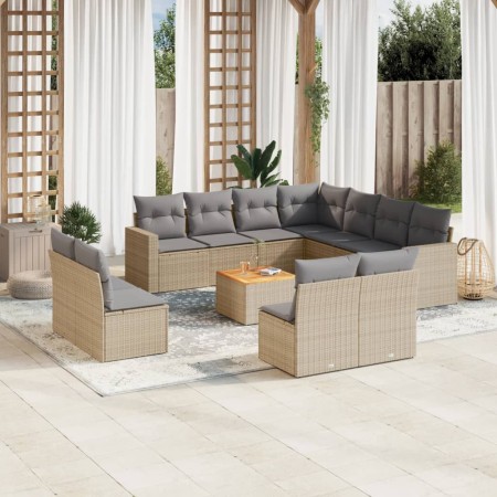 Juego de sofás jardín con cojines beige mezcla 12 pzas ratán PE de , Conjuntos de jardín - Ref: Foro24-3256514, Precio: 784,7...