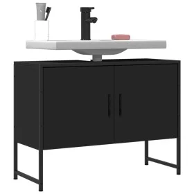 Armario de lavabo de baño madera ingeniería negro 80x33x60 cm de , Tocadores de baño - Ref: Foro24-842461, Precio: 62,16 €, D...
