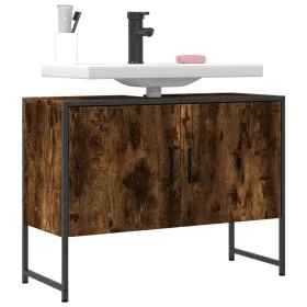 Armario lavabo baño madera ingeniería roble ahumado 80x33x60 cm de , Tocadores de baño - Ref: Foro24-842463, Precio: 62,04 €,...